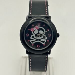 Xhilaration Black Skull Dial Stainless Steel Women’s Watch Working